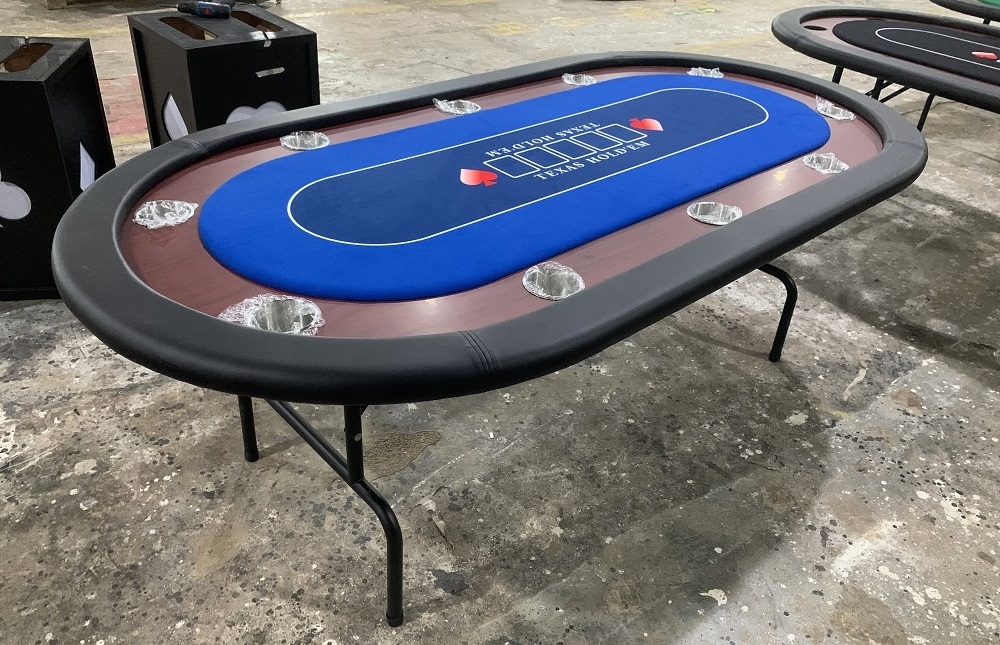 YH Newly Designed High Quality Portable Casino Poker Club Texas Hold'em Table With Foldable Legs Cup Holders