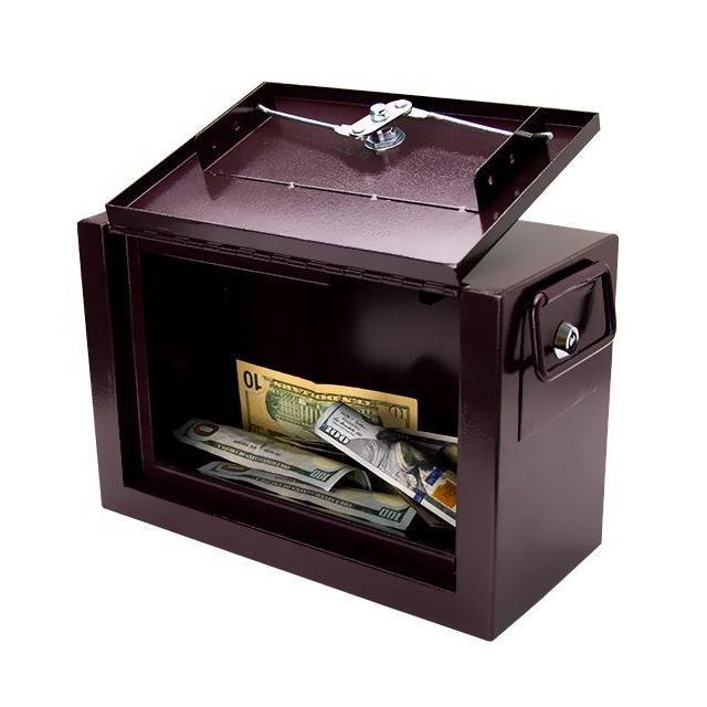 YH Huge Size Red Iron Casino Cash Box Double Locks Dealer Tips Box Poker Table Drop Box For Sale