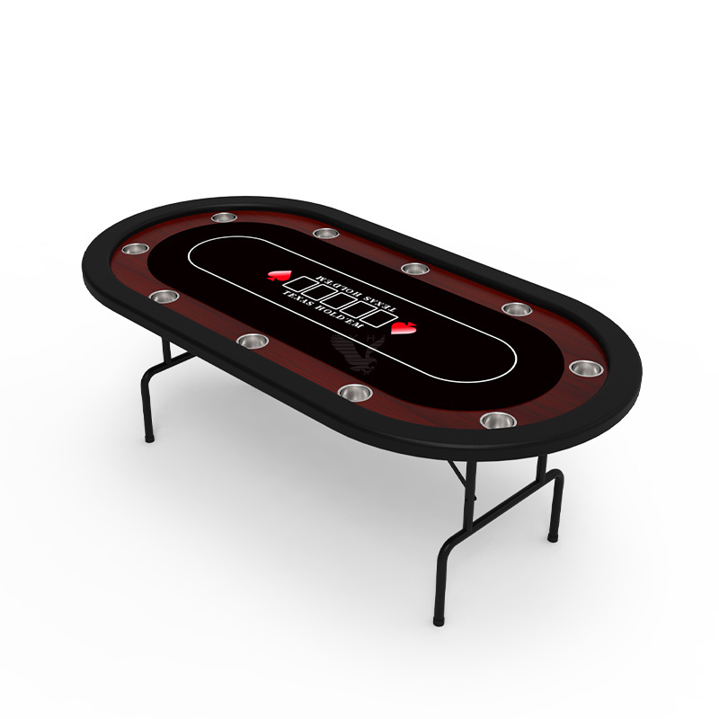 YH Factory Wholesale High Quality Portable Casino Poker Club Texas Hold'em Table With Foldable Legs Cup Holders