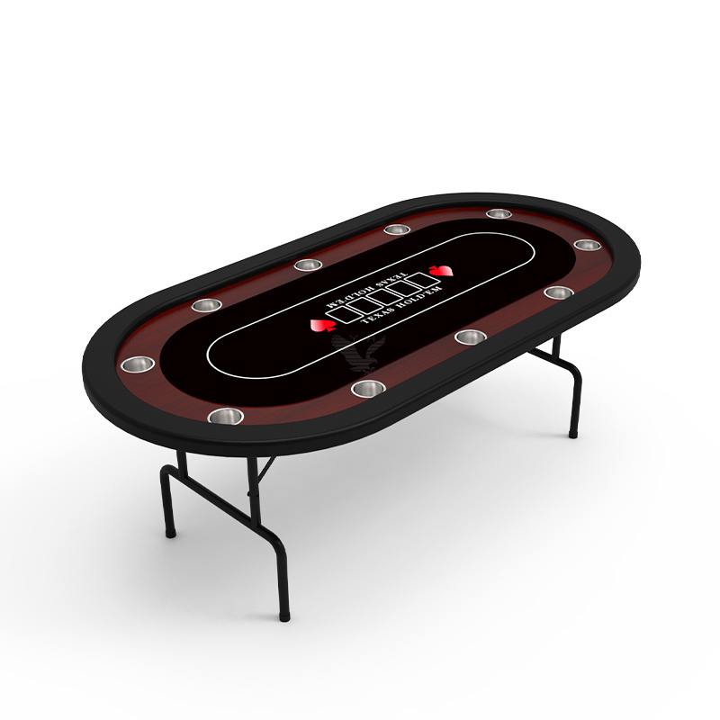 YH Factory Wholesale High Quality Portable Casino Poker Club Texas Hold'em Table With Foldable Legs Cup Holders