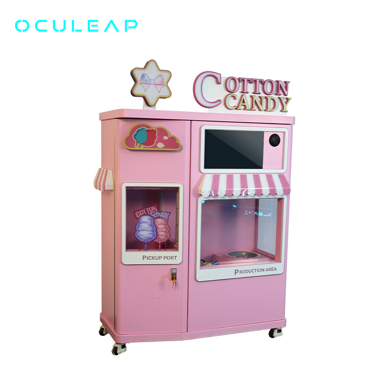 Intelligent new design commercial cotton candy machine touch screen candy robot coin credit card payment system vending machine