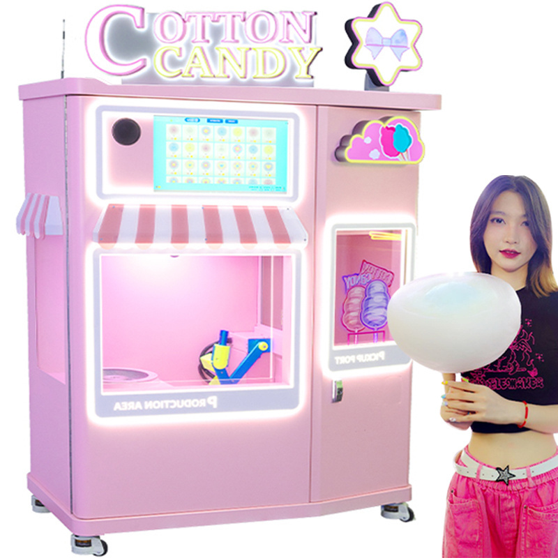 Intelligent new design commercial cotton candy machine touch screen candy robot coin credit card payment system vending machine