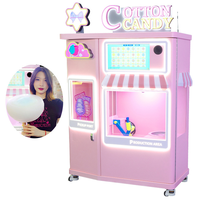 Best Selling Professional Fully Automatic Cotton Candy Machine Commercial Coin And Credit Card Payment System Vending Machine