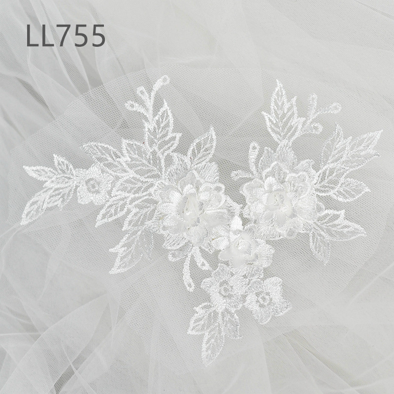 Exquisite child dress embroidered flower lace applique patch with wedding dress