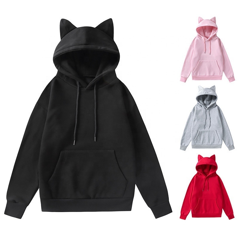 Spring and autumn new lady cat ears design hooded fleece hoodie fashion casual hoodie