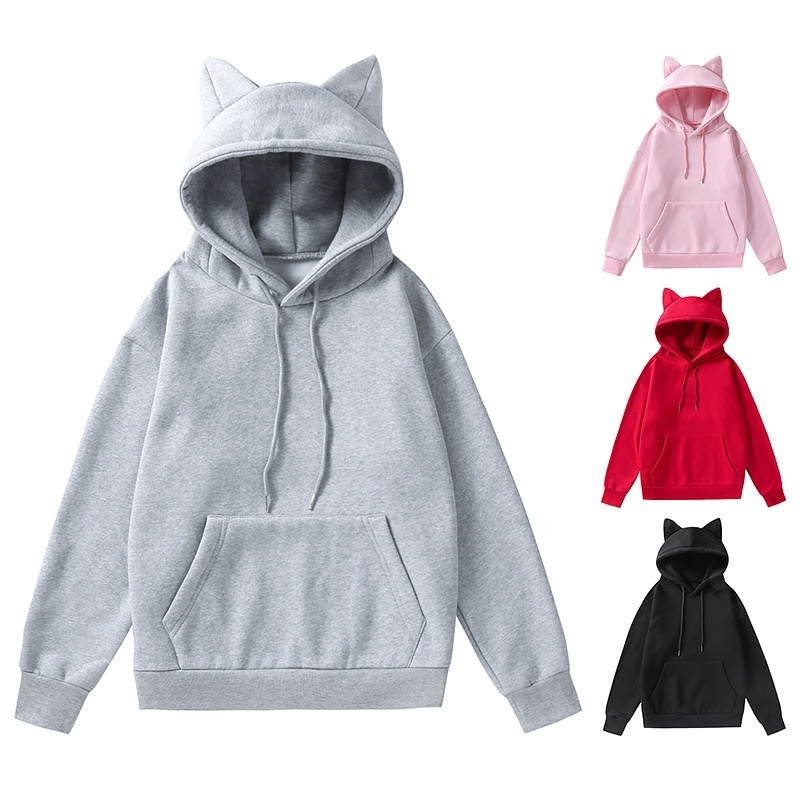 Spring and autumn new lady cat ears design hooded fleece hoodie fashion casual hoodie