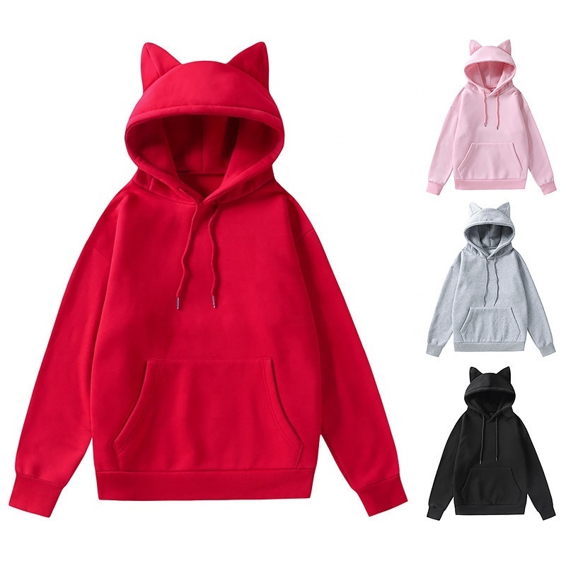 Spring and autumn new lady cat ears design hooded fleece hoodie fashion casual hoodie