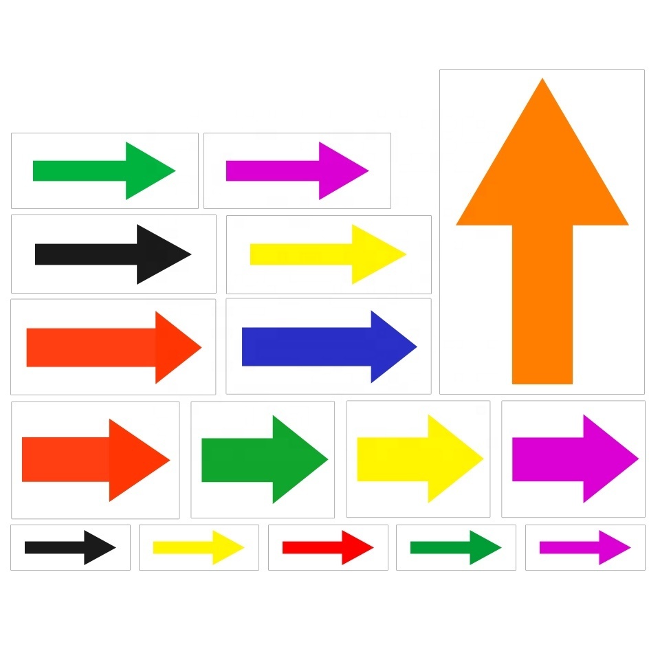 High Adhesive Waterproof Self-Adhesive Arrow Labels Paper Directional Instructions in Various Sizes Colours RTS Packaging Labels