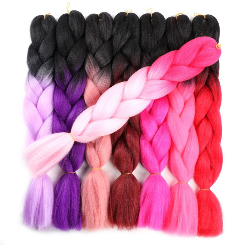 Wholesale Jumbo Braiding Hair in bulk Synthetic Hair extension soft light yaki high quality Material Ombre Crochet Braiding Hair