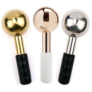 Best Beauty Facial Ice Roller Cooling Globe Set Cryo Massage Ball gold Stainless Steel Mini Facials Ice Globes For Face