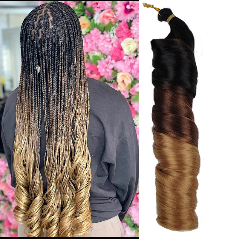 Wholesale 22Inch Display Pony Style Crochet Braid Spiral Loose Wave Hair Extension French Curl Synthetic Curly Braiding Hair