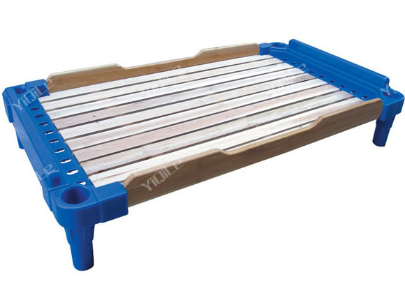 Kindergarten furniture stackable sleeping cot plastic board child bed for sale