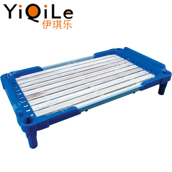 Kindergarten furniture stackable sleeping cot plastic board child bed for sale