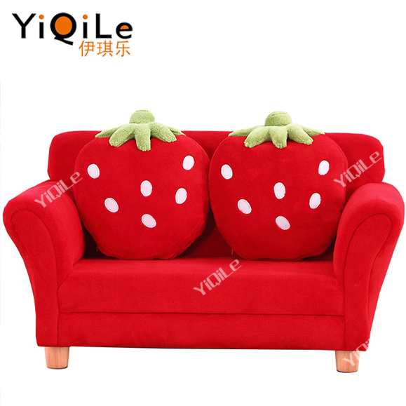 Funny double strawberry sofa cafe kids furniture sofa for kids