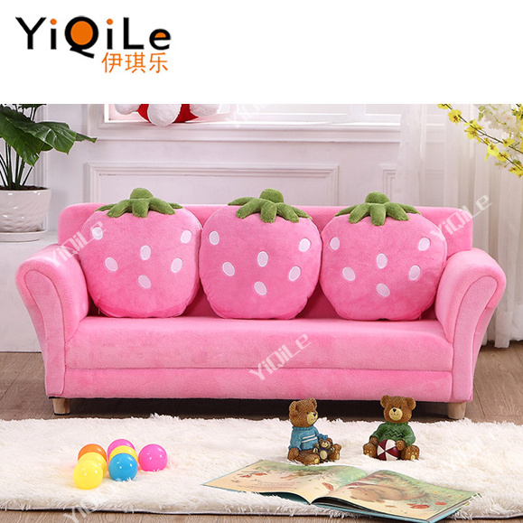 Funny double strawberry sofa cafe kids furniture sofa for kids