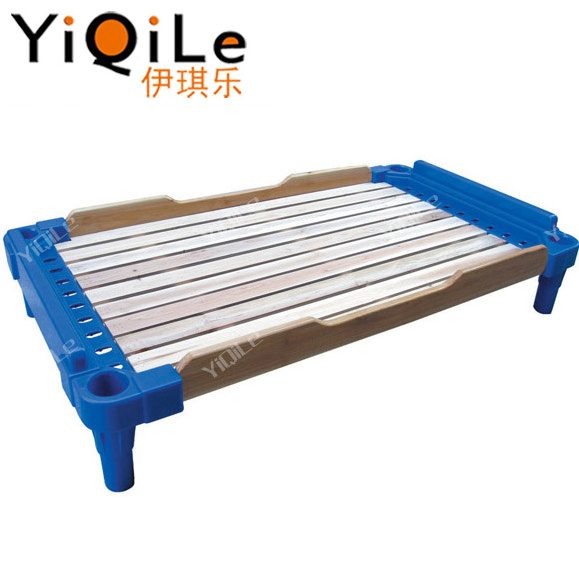 Kindergarten furniture stackable sleeping cot plastic board child bed for sale