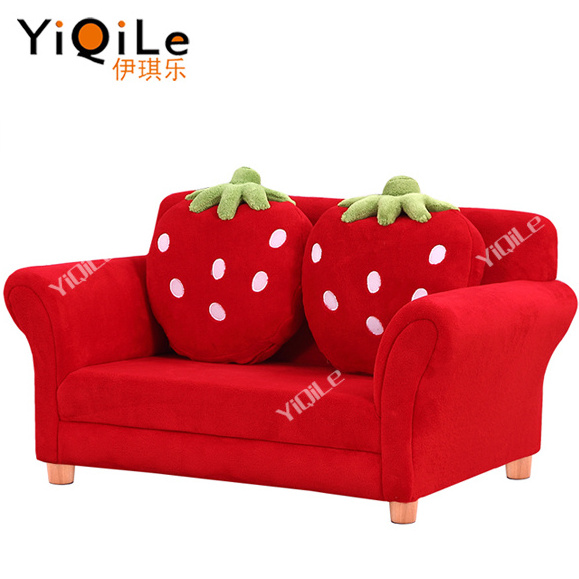 Funny double strawberry sofa cafe kids furniture sofa for kids