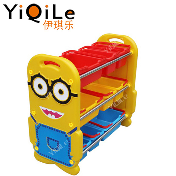 Hot selling kids cartoon storage shelf kids furniture Minions toys rack