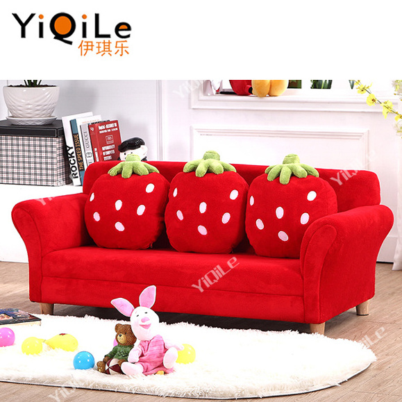 Funny double strawberry sofa cafe kids furniture sofa for kids