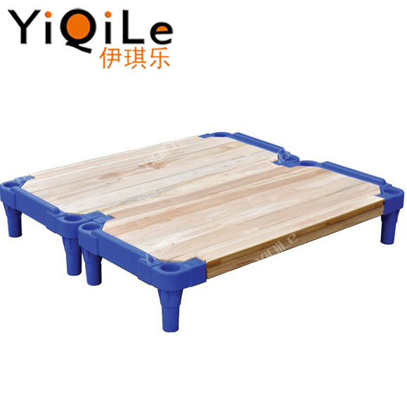 Kindergarten furniture stackable sleeping cot plastic board child bed for sale