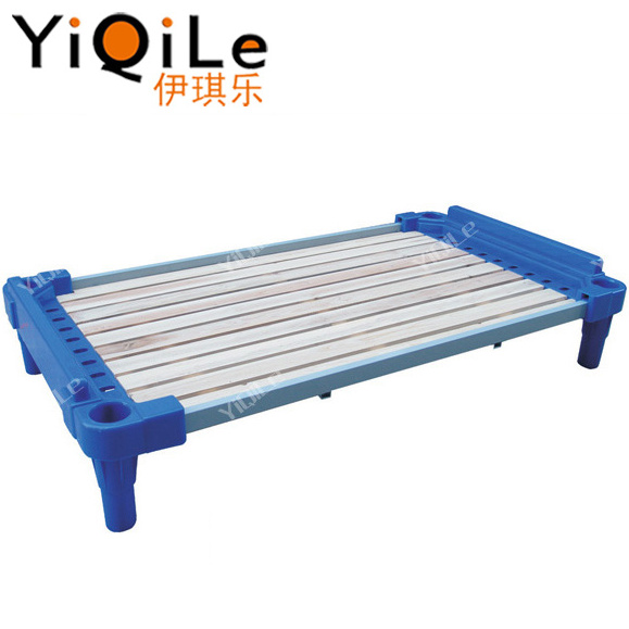 Kindergarten furniture stackable sleeping cot plastic board child bed for sale