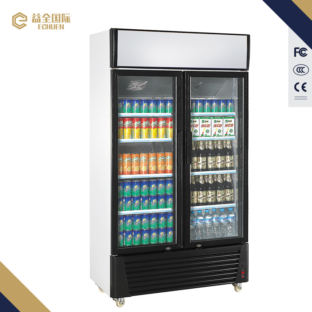 580L Double doors supermarket used beverage cooler coke fridge redbull refrigerator