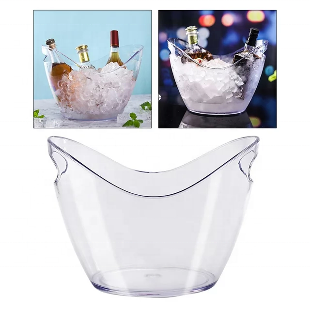 OEM custom logo cheap price acrylic champagne stainless steel plastic beer wine ice bucket