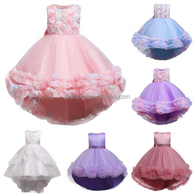 2024 Wholesale high quality Summer Girl Dresses Bridesmaids Children Dresses Princess Party mesh floral dresses