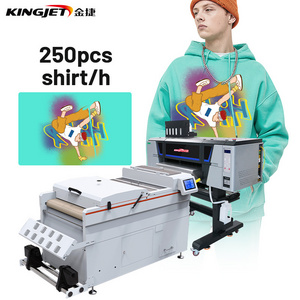 KingJet cmykw dtf printer 60 cm pet film kits shake powder cotton fabric DTG t shirt printing machine