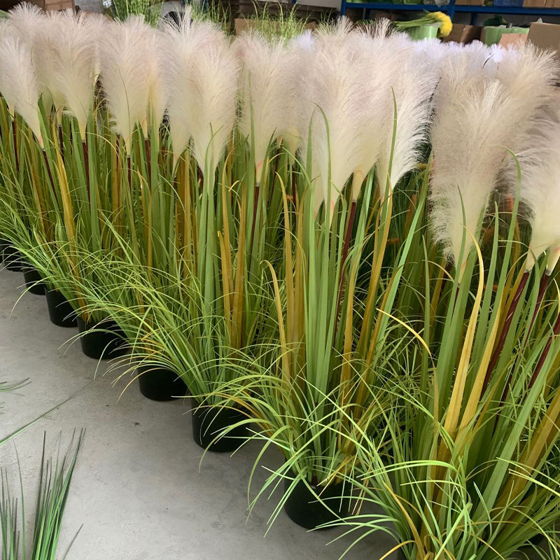 Bulrush 90/120/150cm White Pink Purple Green Pampas Artificial Landscaping Potted Pampas Grass