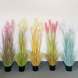 Bulrush 90/120/150cm White Pink Purple Green Pampas Artificial Landscaping Potted Pampas Grass