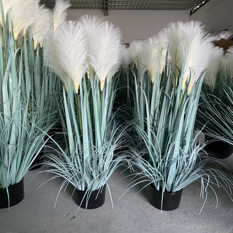 Bulrush 90/120/150cm White Pink Purple Green Pampas Artificial Landscaping Potted Pampas Grass