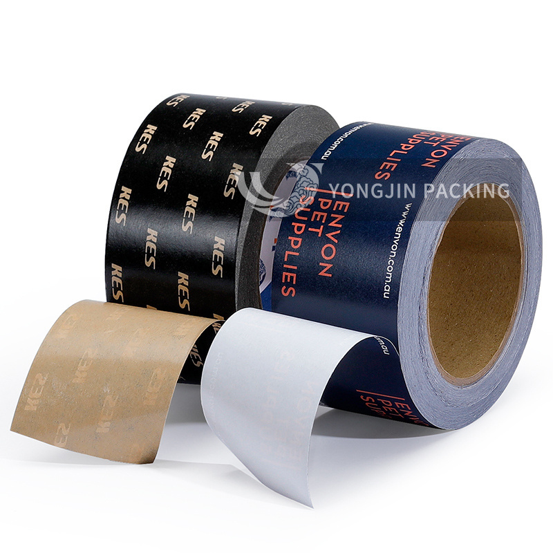 Box Packing Security Tape Logo Printed Self Adhesive White Kraft Paper Seal Tape