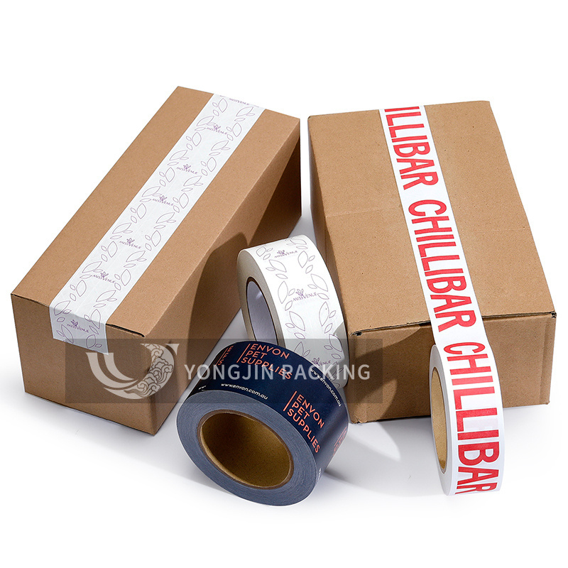 Box Packing Security Tape Logo Printed Self Adhesive White Kraft Paper Seal Tape