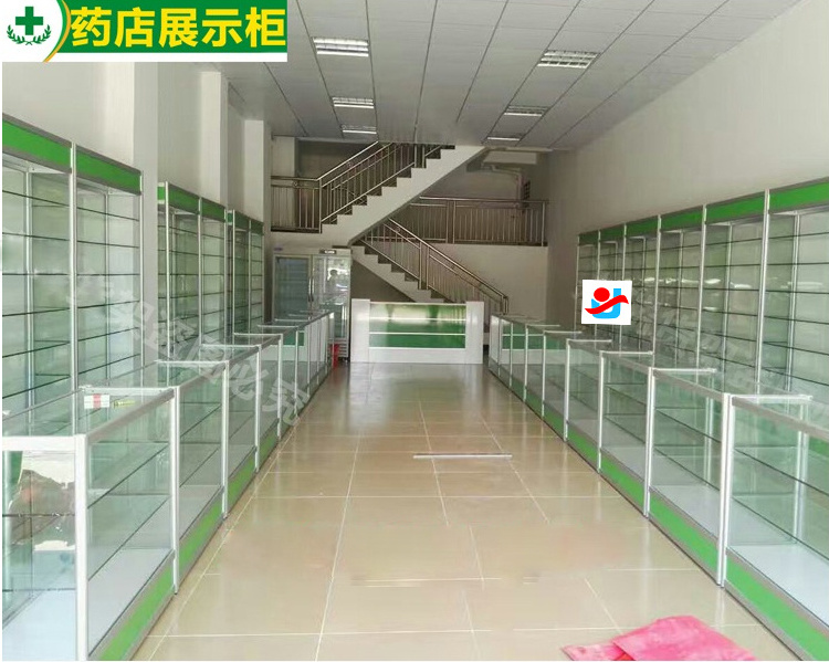 medical store use glass storage medicine cabinet with lock