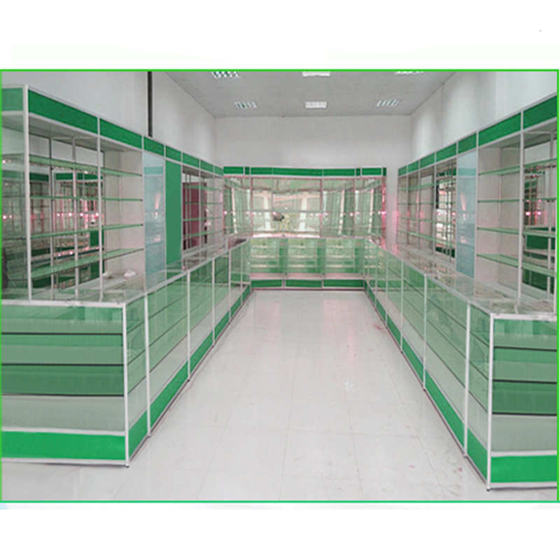 medical store use glass storage medicine cabinet with lock