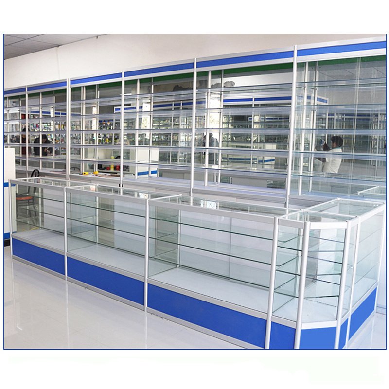 medical store use glass storage medicine cabinet with lock