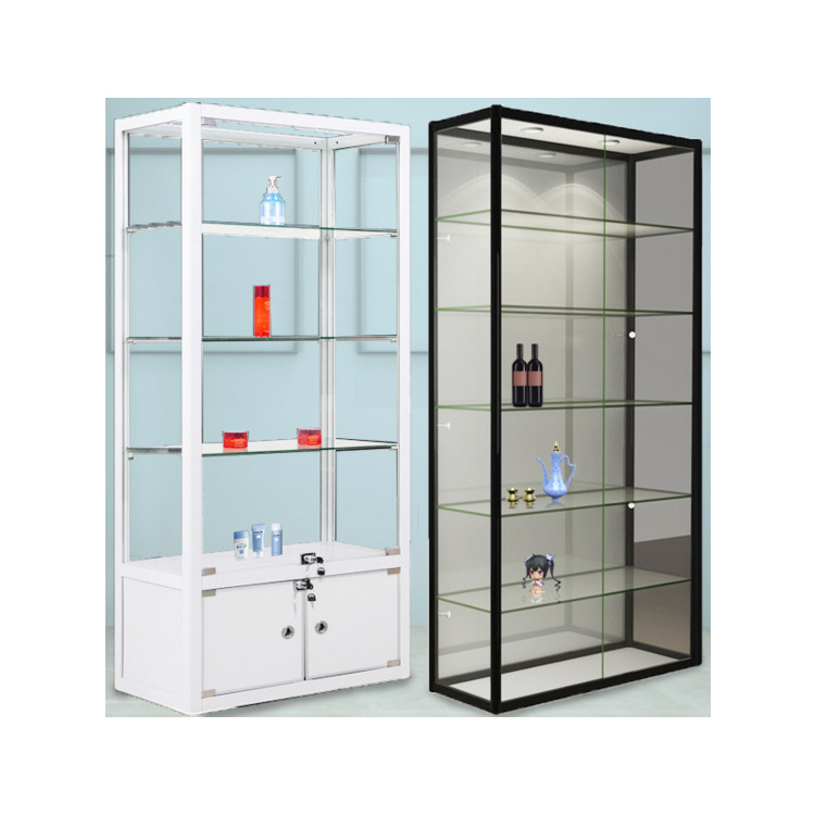 Lighting full glass vitrine showcase/vitrine glass display case/vitrine showcase display