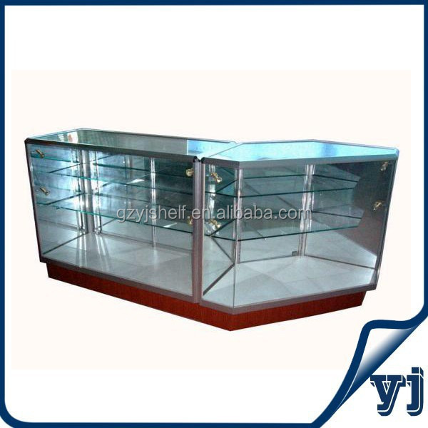 Retail store supplies glass display cabinets/locking glass display case/glass display counter shelves