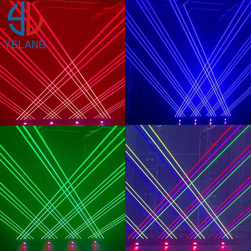 Yelang 6 Eyes Monochrome Moving Head Laser Light DMX Voice Activated Club DJ Bar Beam Laser Red, Green Blue Stage Light