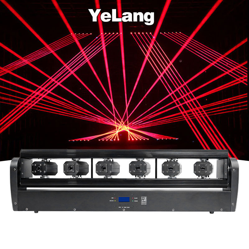 Yelang 6 Eyes Monochrome Moving Head Laser Light DMX Voice Activated Club DJ Bar Beam Laser Red, Green Blue Stage Light