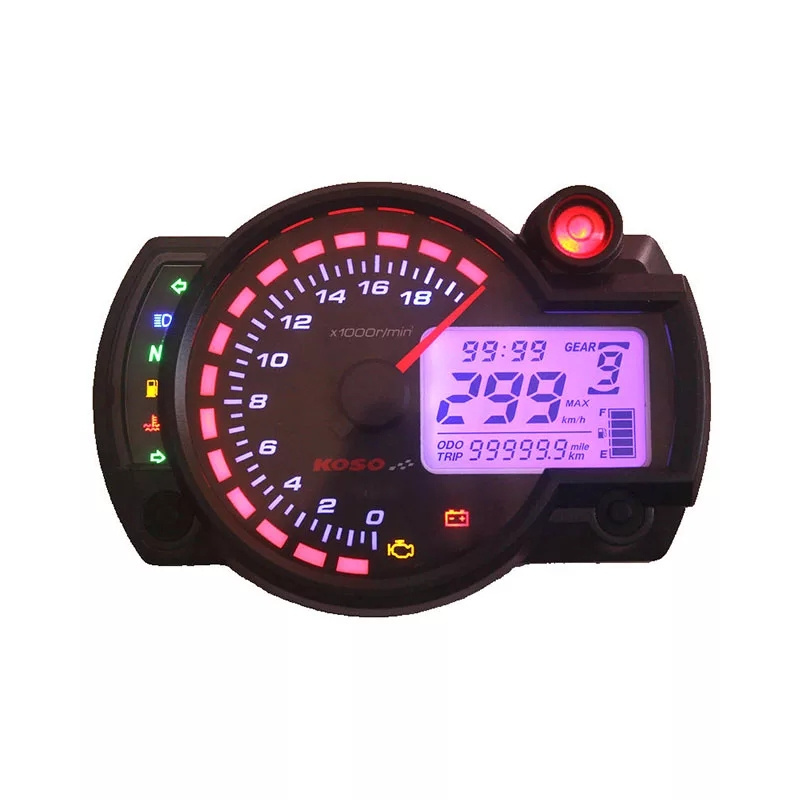 Factory hot selling digital night Lcd motorcycle dashboard 12V speedometer 15000RPM odometer max 299/h meter motorcycle meter