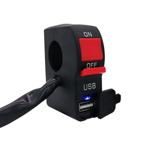 22mm Universal Motorcycle Switches  ON OFF Button with USB charging conversion Handlebar Controller Switch