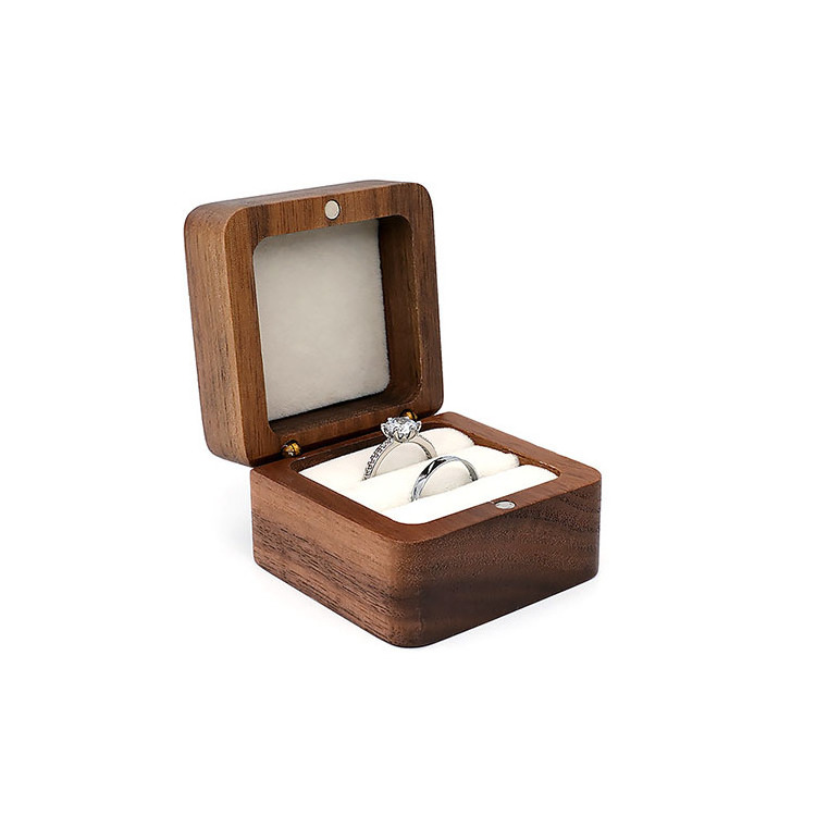 Wholesale In Bulk Hinged Square Luxury Fancy Ring Jewelry Packaging Storage Wood Crafts Gift Wooden Box