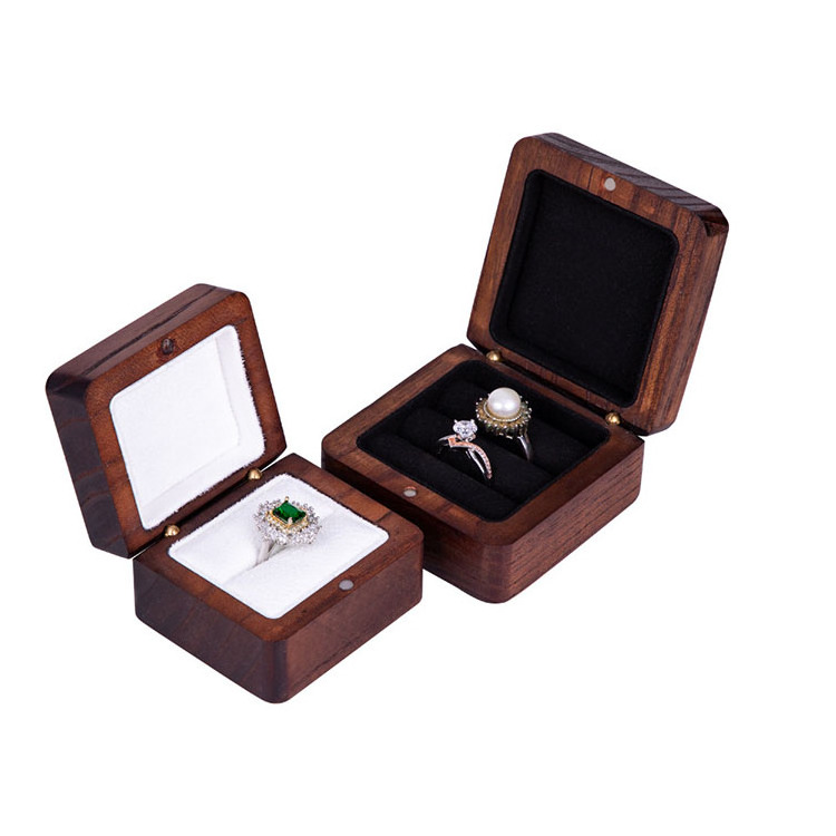 Wholesale In Bulk Hinged Square Luxury Fancy Ring Jewelry Packaging Storage Wood Crafts Gift Wooden Box