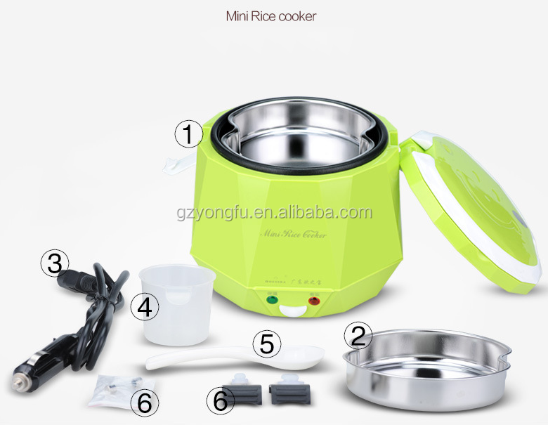 Wholesale price convenient 12v food grade stainless steel inner pot travel portable car mini rice cooker