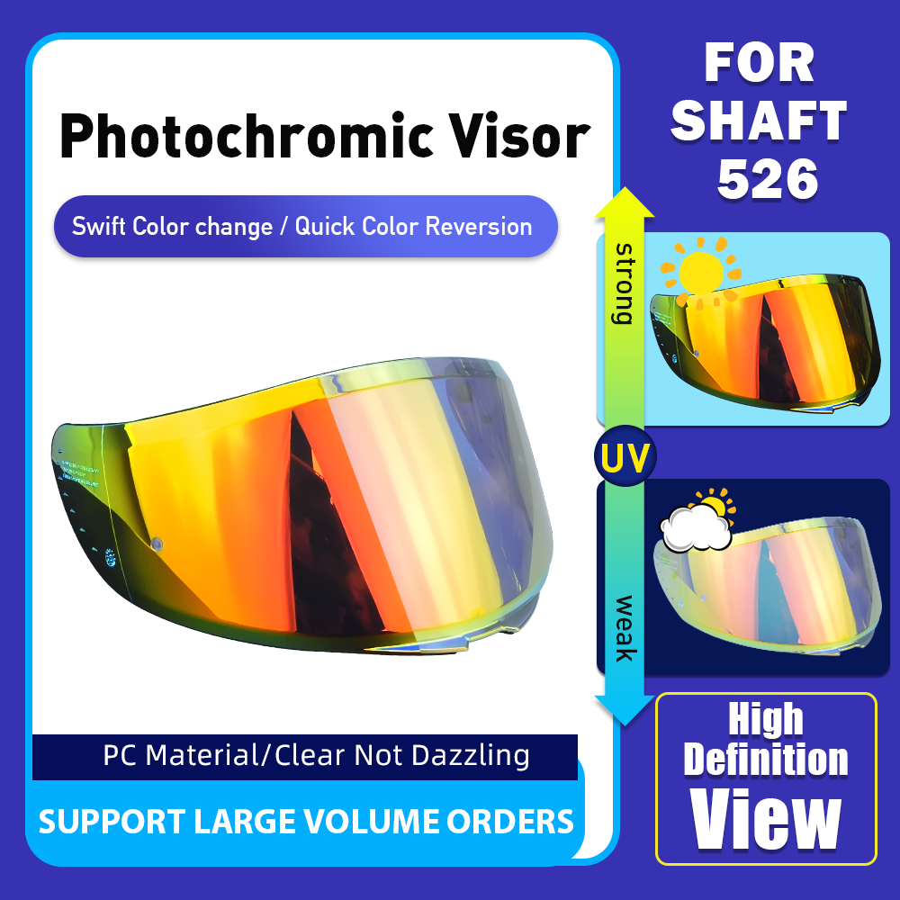 photochromic visor helmet lens visors for shaft 526 Customized Impract Resistant Photochromic  Assembly Accessories Full Helmet