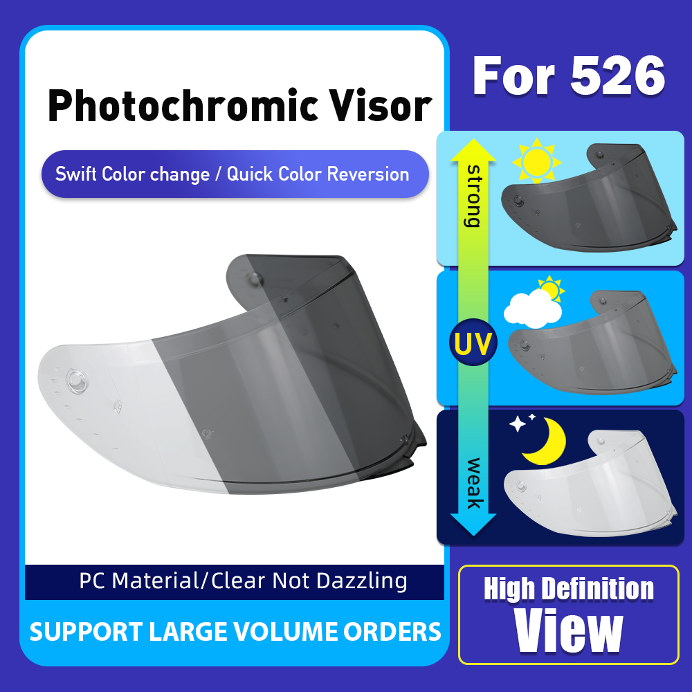 photochromic visor helmet lens visors for shaft 526 Customized Impract Resistant Photochromic  Assembly Accessories Full Helmet