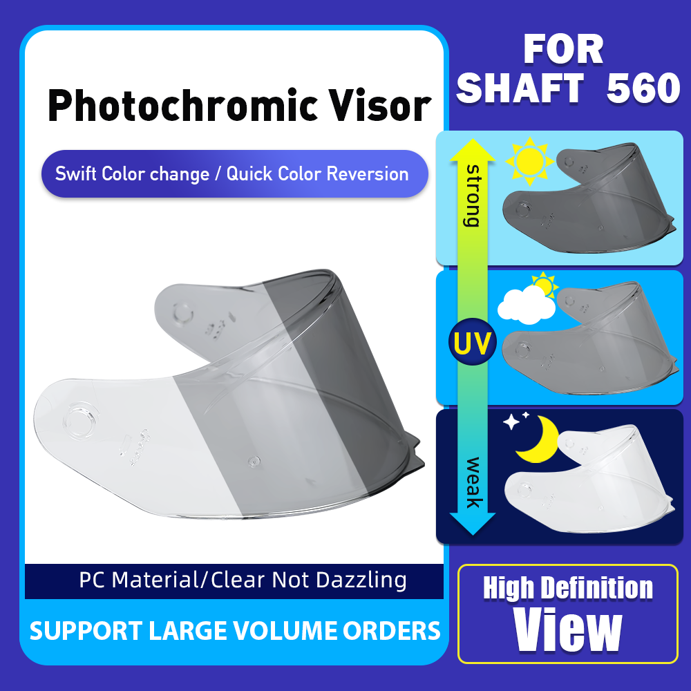 photochromic visor helmet lens visors for shaft 560 Customized Impract Resistant Photochromic  Assembly Accessories Full Helmet