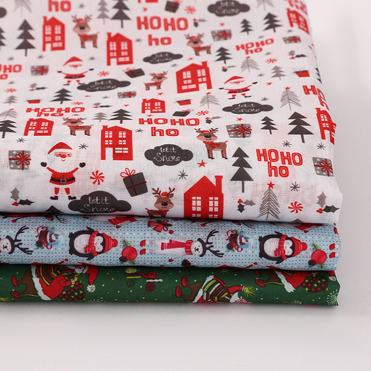 Stock Woven Christmas Decoration Fabric Breathable Digital Printing Christmas Fabric For Decoration